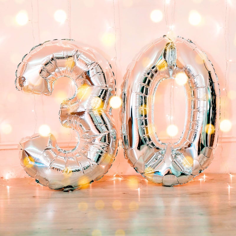 Simple polymer 16" Silver 0-9 Number Balloons Foil Balloons Mylar Balloons for Party Decorations Party Supplies - Image 4